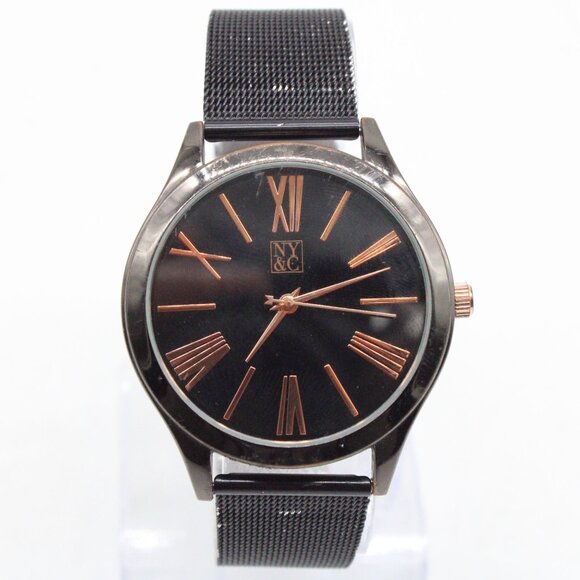 NY&C Watch Womens Black Tone Stainless Steel Classic Roman Numbers Quartz Y2k - Picture 2 of 8